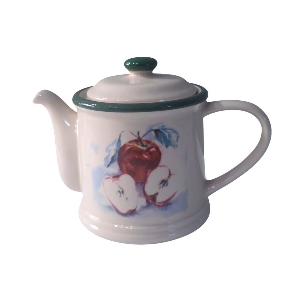 VTG Papel Apple Pattern Ceramic Teapot, VTG Accents Collectible Servware, 6".